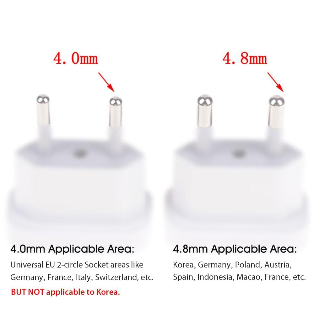 4.8mm Converter Korea KC EU Standard Adapter 250V 10A Max
