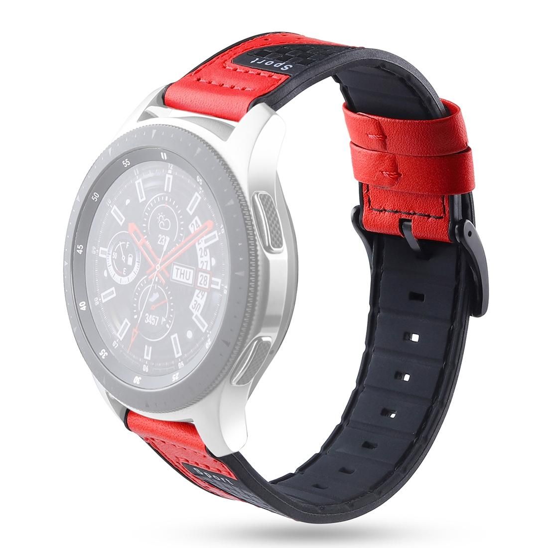 For Galaxy Watch 22mm Smart Watch Universal Silicone Skin + Carbon Fiber Texture Watchbands (Red)