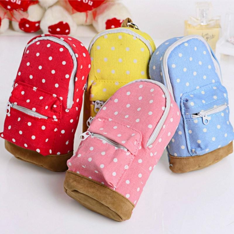Multi-function Large Capacity Creative Canvas Backpack Dot Pencil Case (Pink)