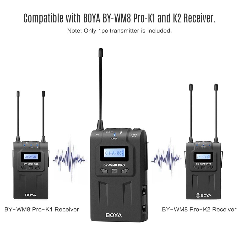 BOYA UHF Dual-Channel 48 Channels Transmitter with LCD