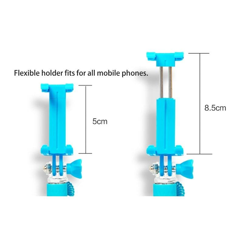 RK-Mini3 Multifunction Wire Controlled Selfie Stick Monopod Extendable Handheld Holder for IOS & Android Phone / GoPro Camera, Max Length: 70cm (Green)