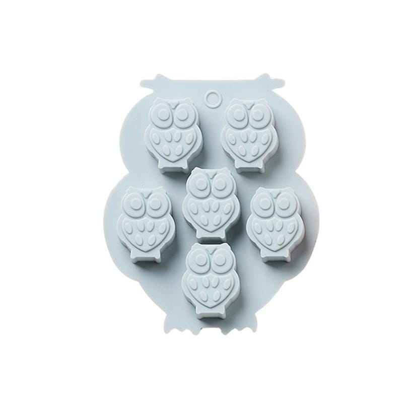 6 PCS Creative Owl Shape Chocolate Mold Silicone Ice Tray Homemade DIY Cake Baking Mold (Pink)