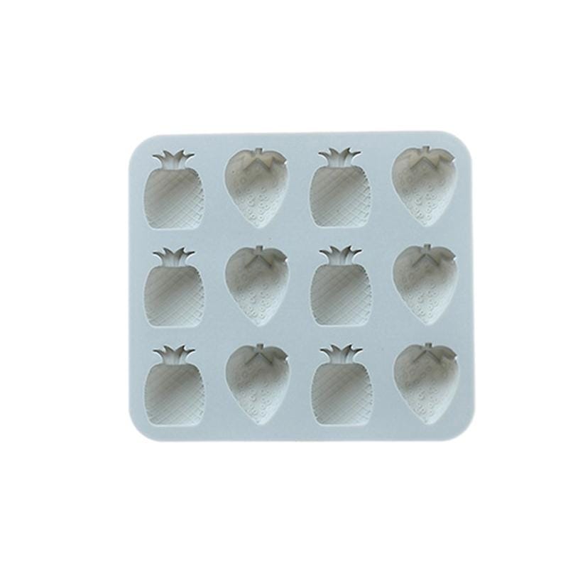 6 PCS Fruit Strawberry Pineapple Silicone Ice Tray Mold Chocolate Candy Baking Mold (Blue)