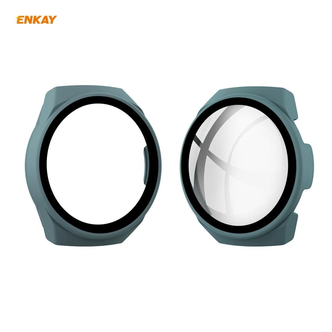 For Huawei Watch GT 2e 46mm ENKAY Hat-Prince ENK-AC8203 Full Coverage PC Frosted Case + 9H Tempered Glass Film (Green)