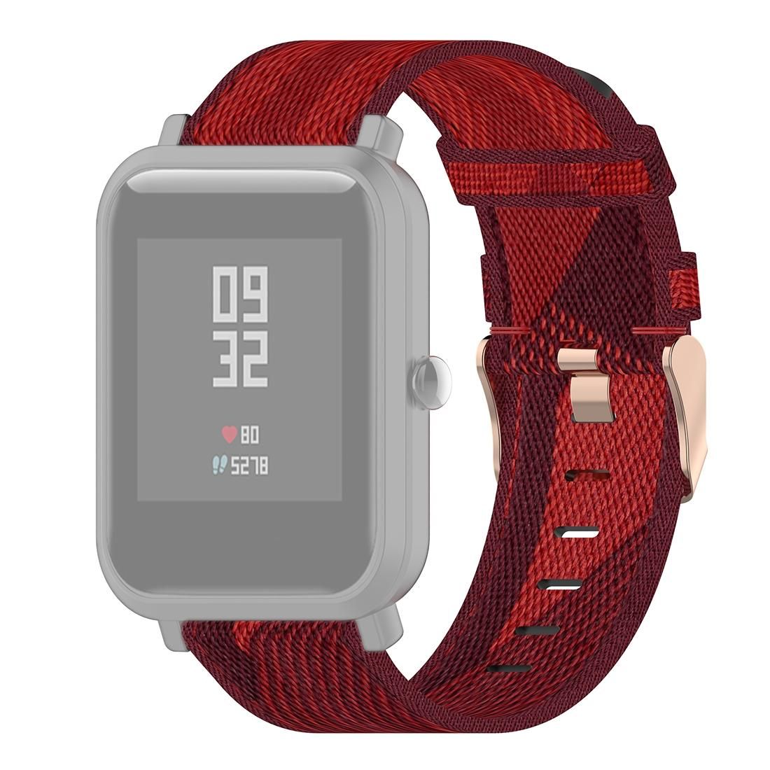 20mm Stripe Weave Nylon Wrist Strap Watch Band for Huami Amazfit GTR 42mm / GTS / BIP / BIP Lite (Red)