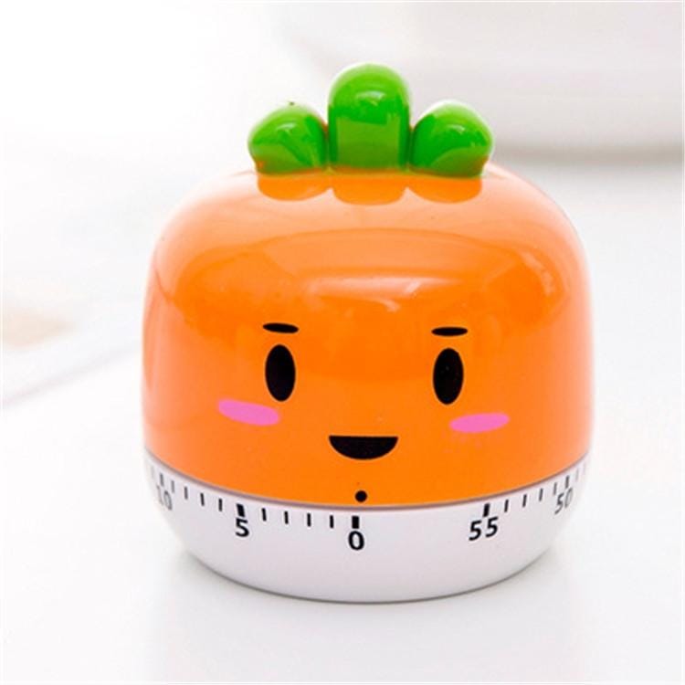 Creative Cartoon Fruit Shape Multi-Function Rotary Timer Learning Work Efficiency Time Manager (Carrot)