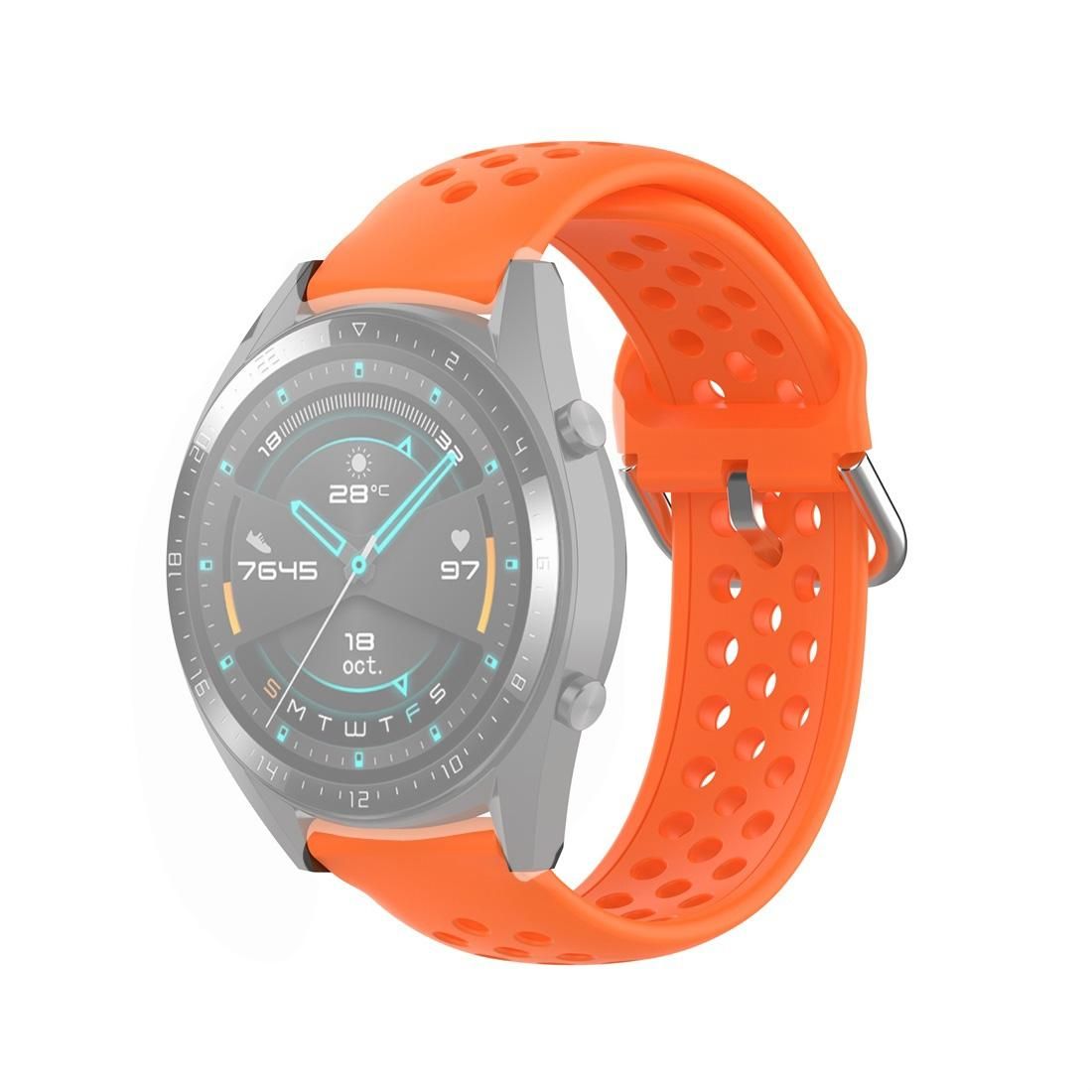 For Huawei Watch GT 46mm / 42mm / GT2 46mm 22mm Clasp Solid Color Sport Wrist Strap Watchband (Orange)