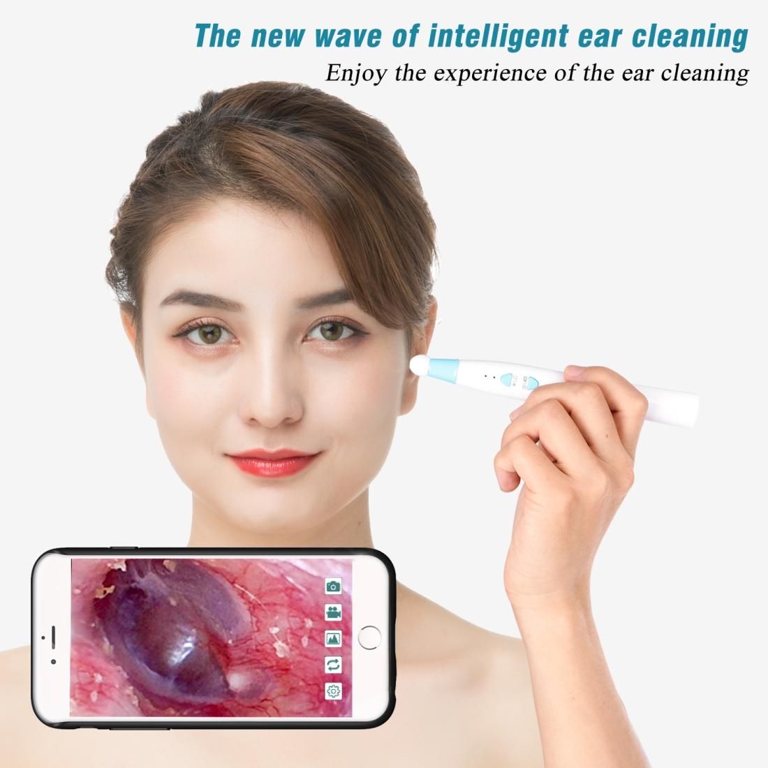 F180B 3.9mm Tiny Lens Diameter Integral WIFI Visual Earspoon Endoscope with 6 LEDs
