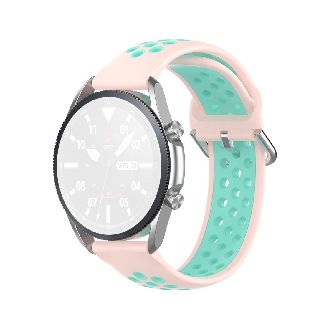 For Galaxy Watch 3 45mm Silicone Sports Two-tone Strap, Size: 22mm (Light Pink Teal)