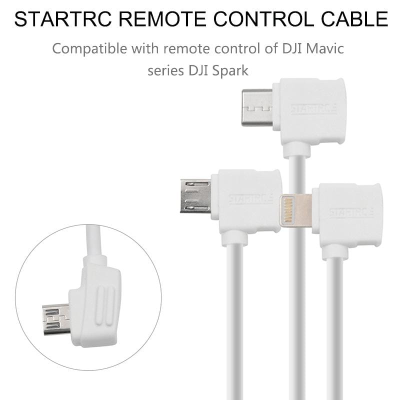 STARTRC 30cm Micro USB to Micro USB Converting Connector Data Cable for DJI Mavic Mini /  Air, Shark Remote Controller (White)