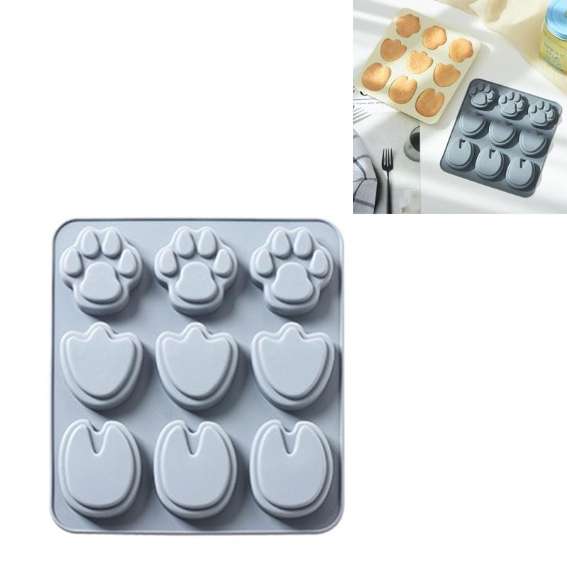 6 PCS 9 Feet Shape Silicone Cake Chocolate Mold Baking Mold Handmade Soap Mold Ice Tray (Grey Blue)