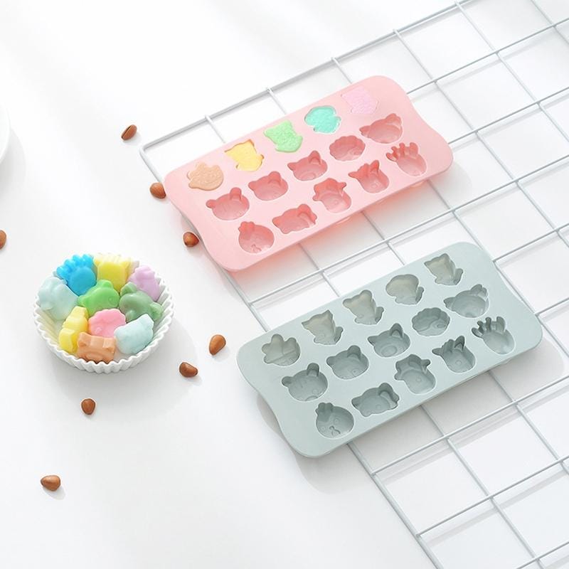 6 PCS Cartoon Animal Shape Silicone Ice Tray Chocolate Mold Household DIY Baking Tool (Pink)