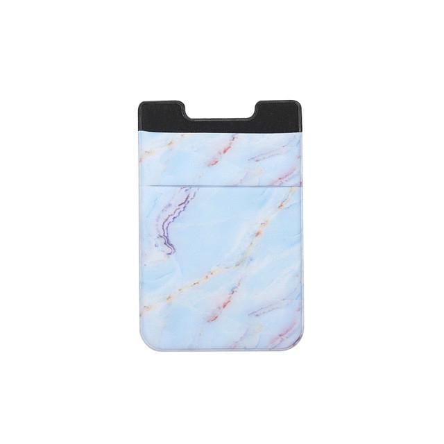 Marble Pattern Road Stretch Phone Back Plastic Card Holder Sticky Phone Clip (Blue)