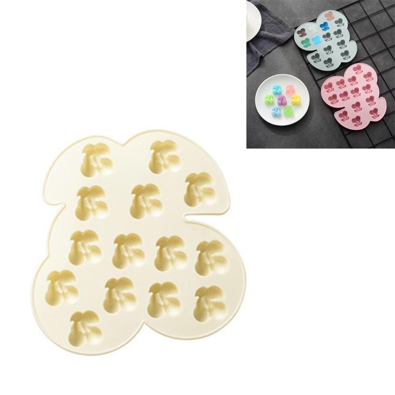 4 PCS Cherry Fruit Ice Tray Silicone Mold Cake Chocolate Candy Mold DIY Baking Mold (Beige)