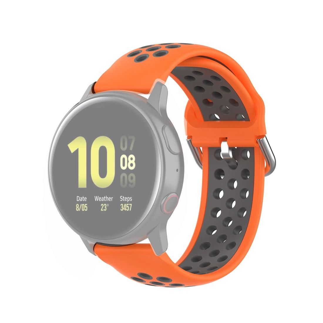 For Galaxy Watch Active2 / Active 20mm Clasp Two Color Sport Wrist Strap Watchband (Orange + Grey)