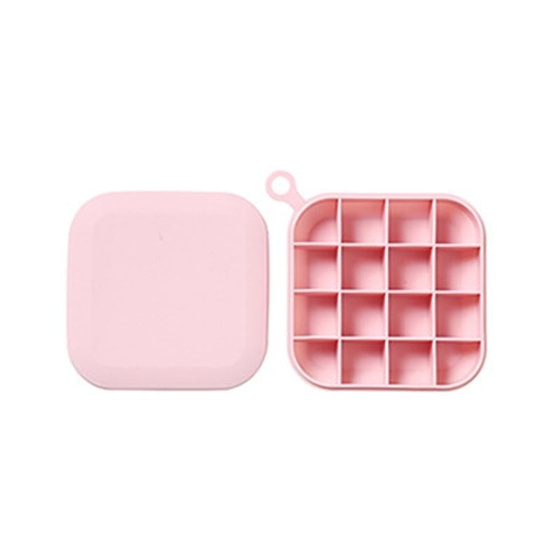 4 PCS Home Creative Geometric Simple Ice Tray Mold with Lid DIY Ice Cube Homemade Box, Style:Square (Pink)