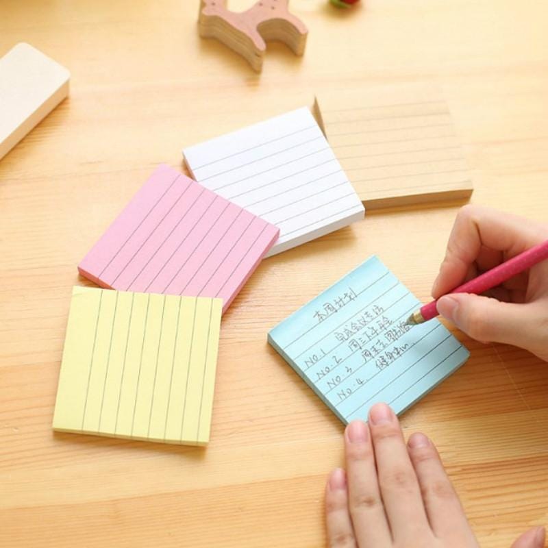 5 PCS Simple Kraft Paper Horizontal Line Small Note Book Square Message Note N Times Post It (Yellow)