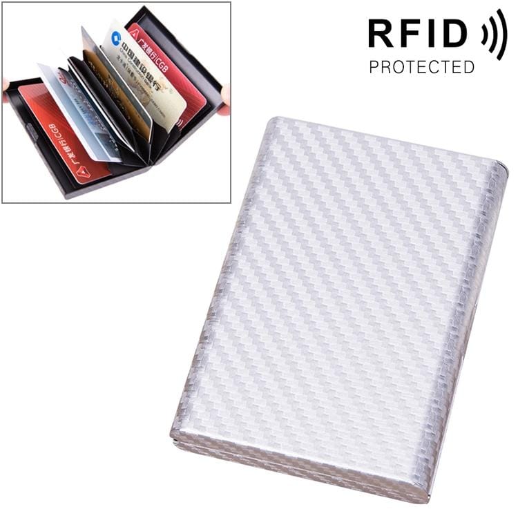 Aluminum Alloy Credit Card Bank Card Security Anti Magnetic Large Capacity Card Holder (Carbon Silver)