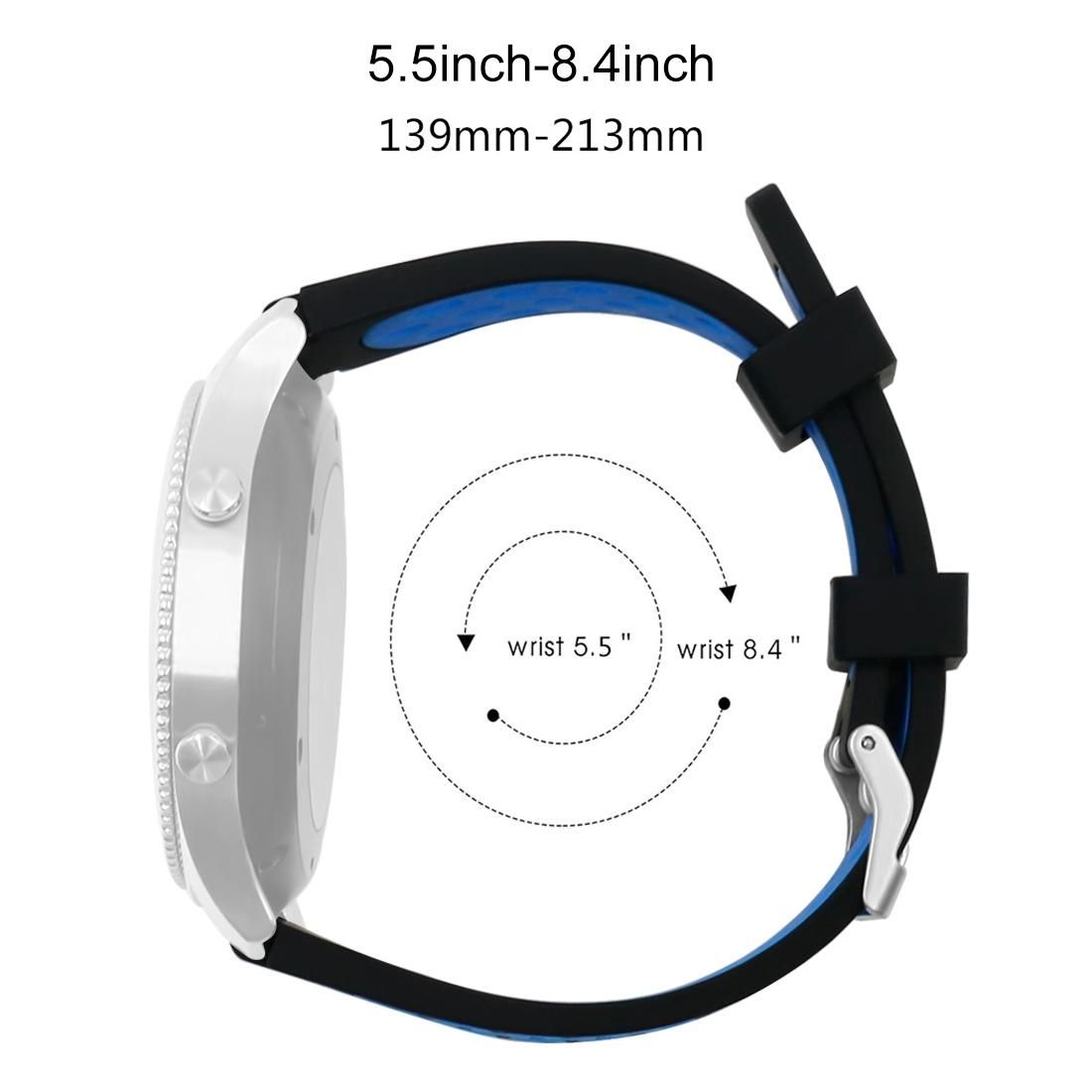 For Gear S3 Classic / Frontier Smart Watch Double Color Silicone Replacement Strap Watchband (Black Blue)