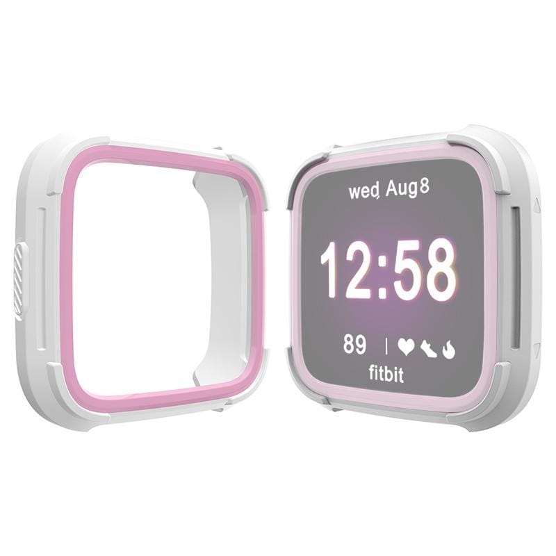 For Fitbit Versa / Versa Lite Universal Smart Watch PC + TPU Protective Case (Pink + White)