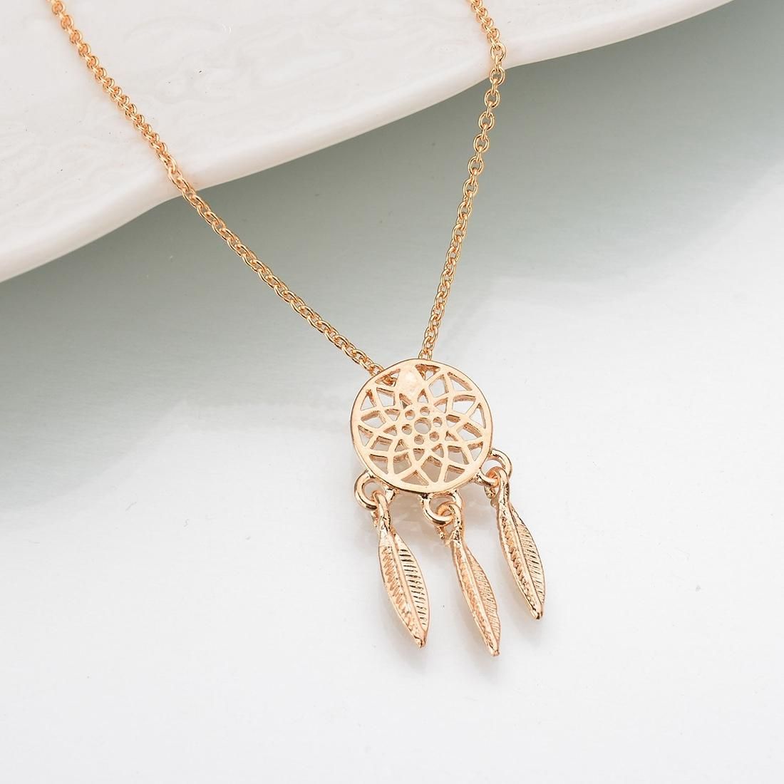 Dream Catcher Series Jewelry Necklace Exquisite Alloy Hollow Pendant Necklace (Gold)