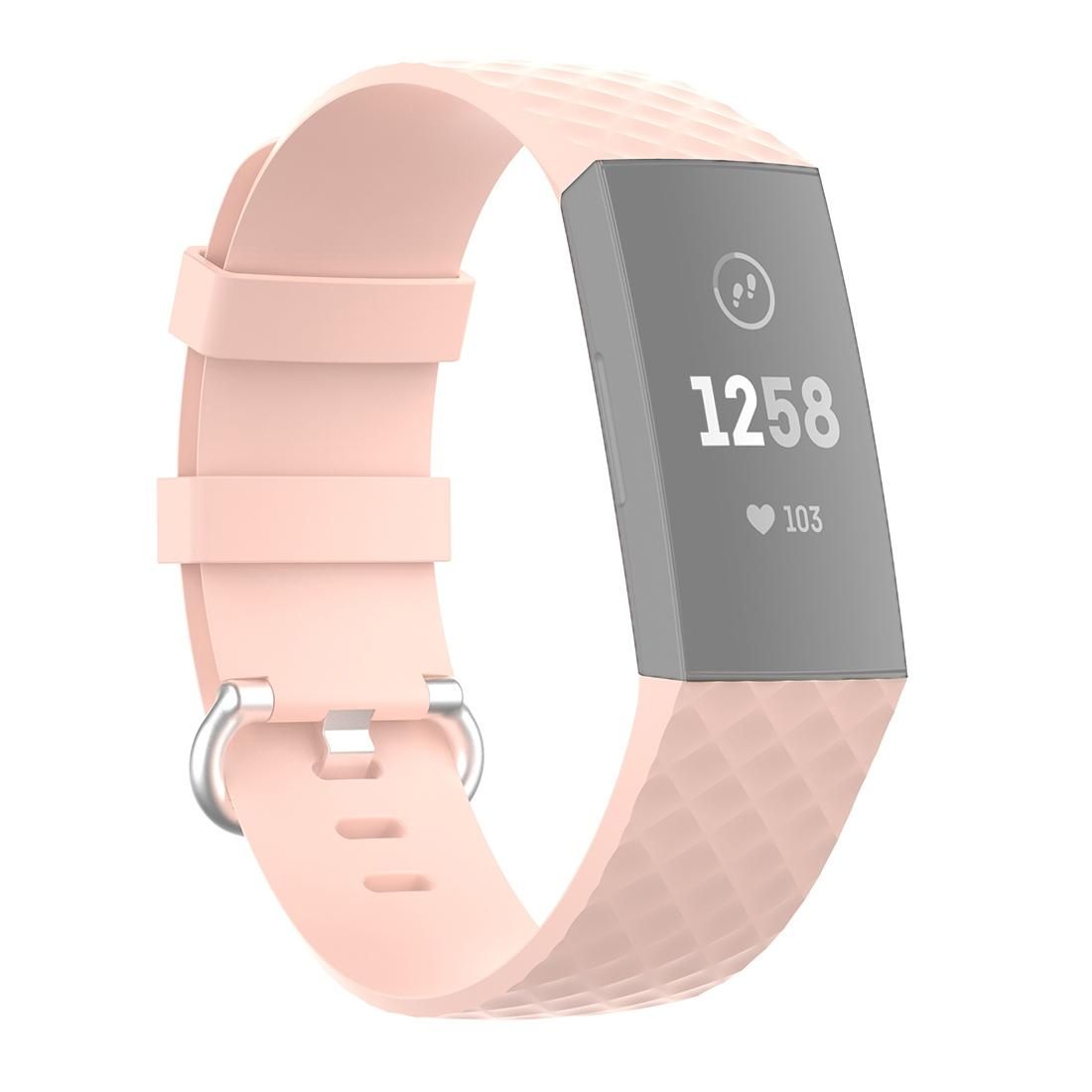 18mm Silver Color Buckle TPU Wrist Strap Watch Band for Fitbit Charge 4 / Charge 3 / Charge 3 SE, Size: L (Light Pink)