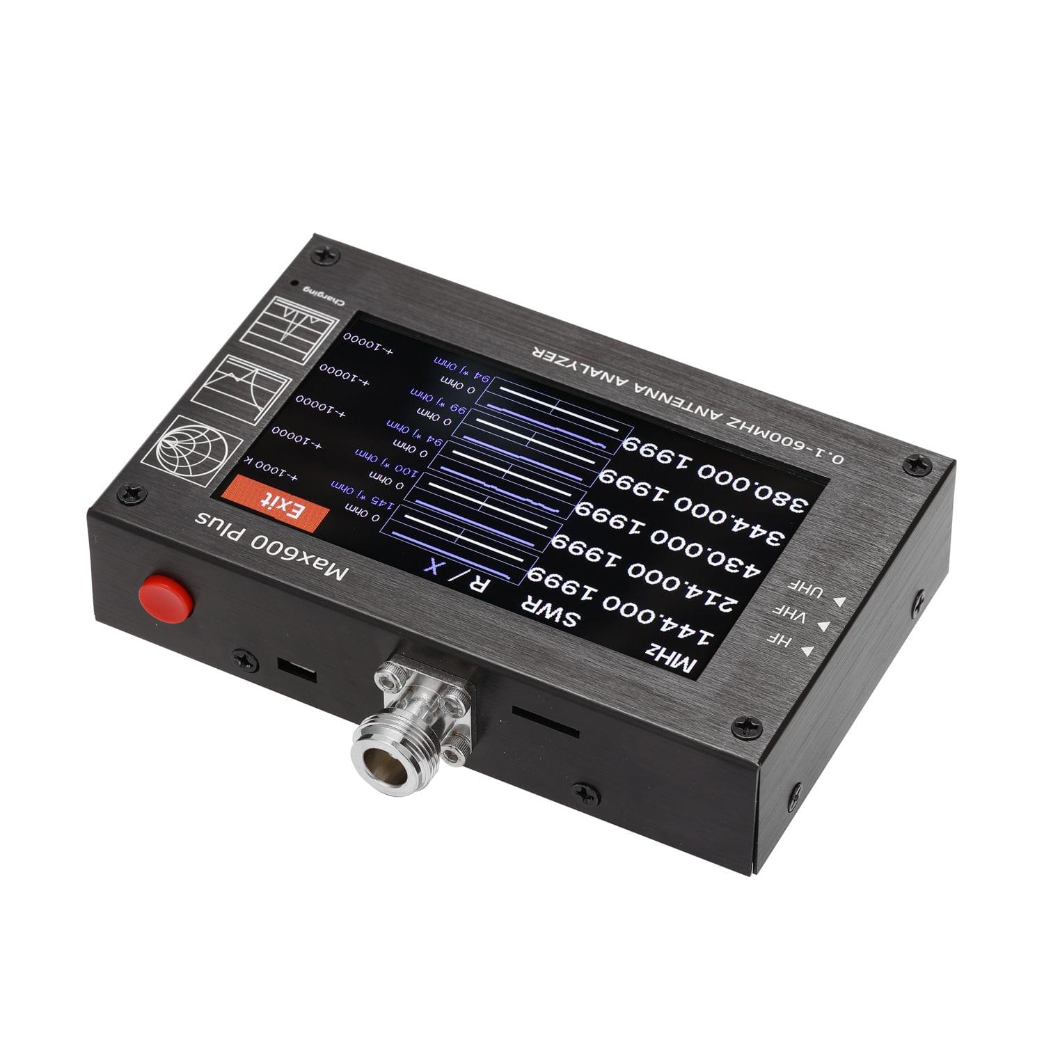 Max600 Plus HF VHF UHF Antenna Analyzer 0.1-600MHz with 4.3"