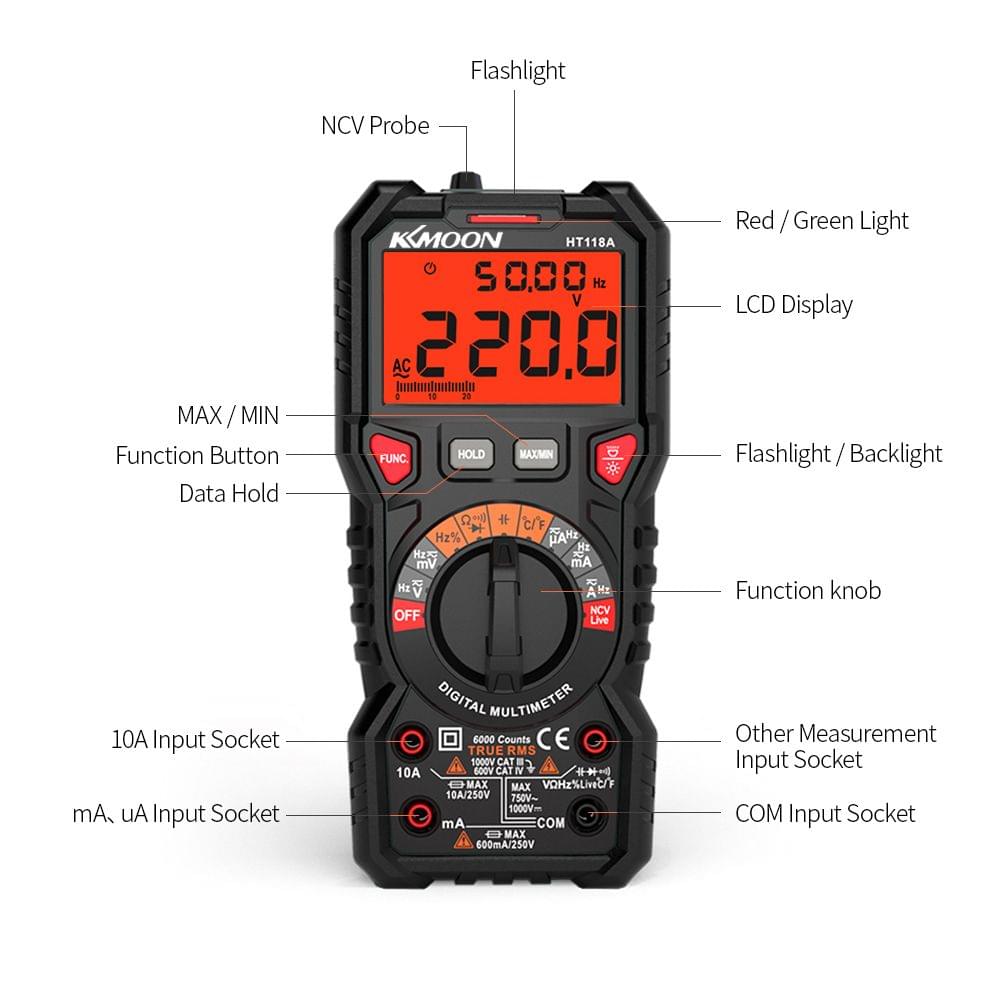 KKmoon HT118A Digital Multimeter Auto Range Multi-meter 6000