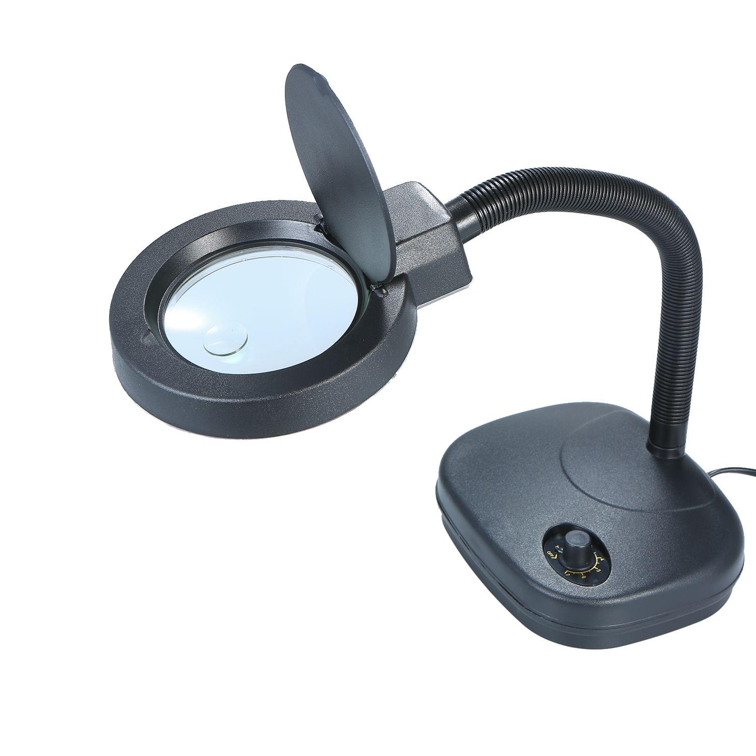 Bench Magnifier 10x/5x 3/8 Diopter Flexible Gooseneck LED - EU Plug