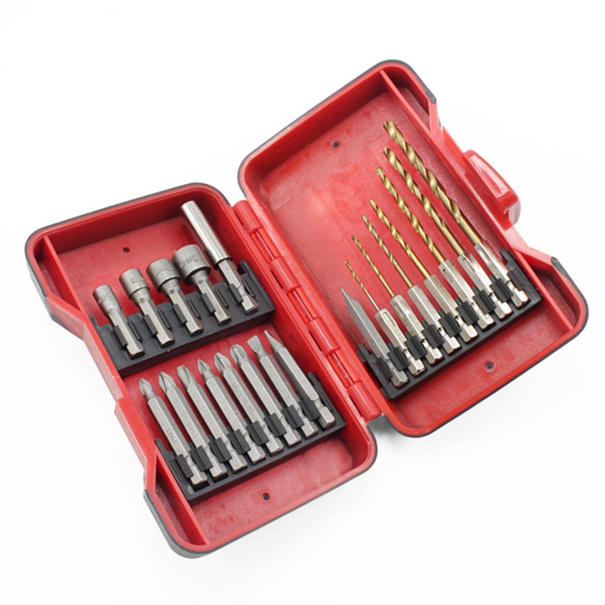 21pcs Socket & Bits & Twist Drill Set with Storage Case 5pcs