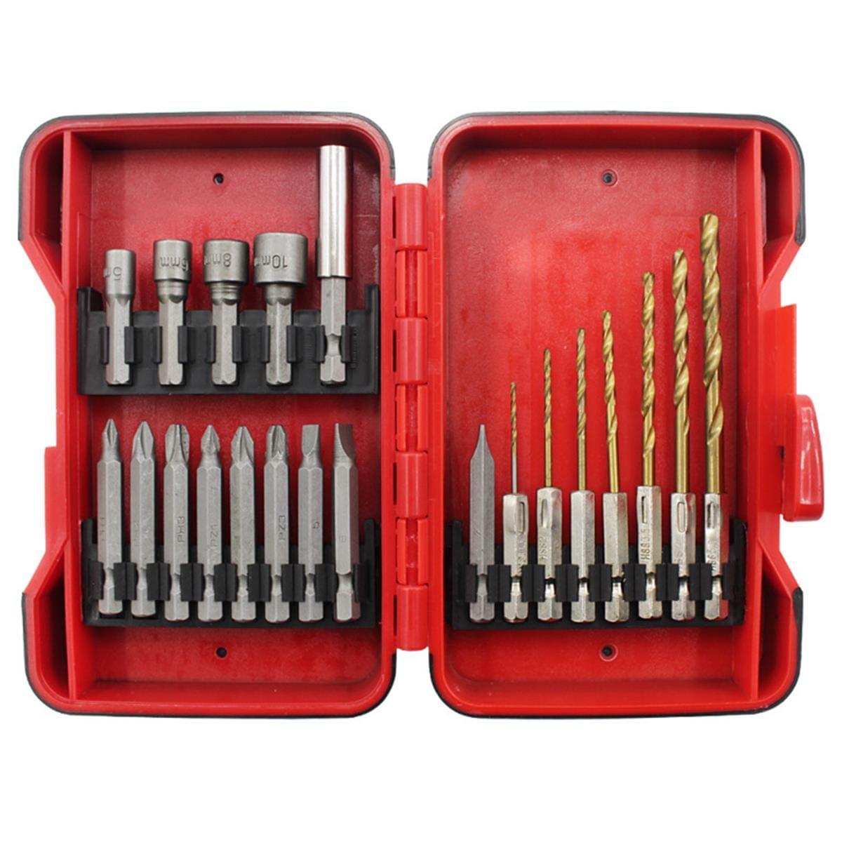 21pcs Socket & Bits & Twist Drill Set with Storage Case 5pcs