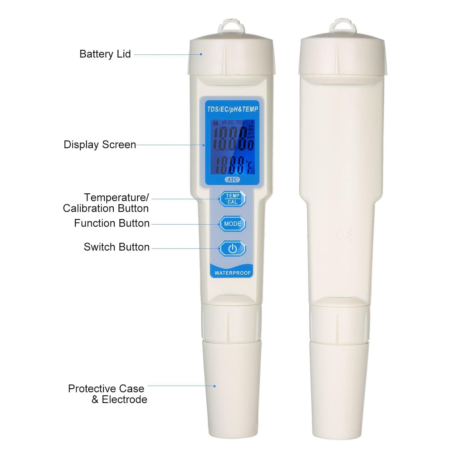 4-in-1 Water Quality Tester Pen Waterproof Water Quality