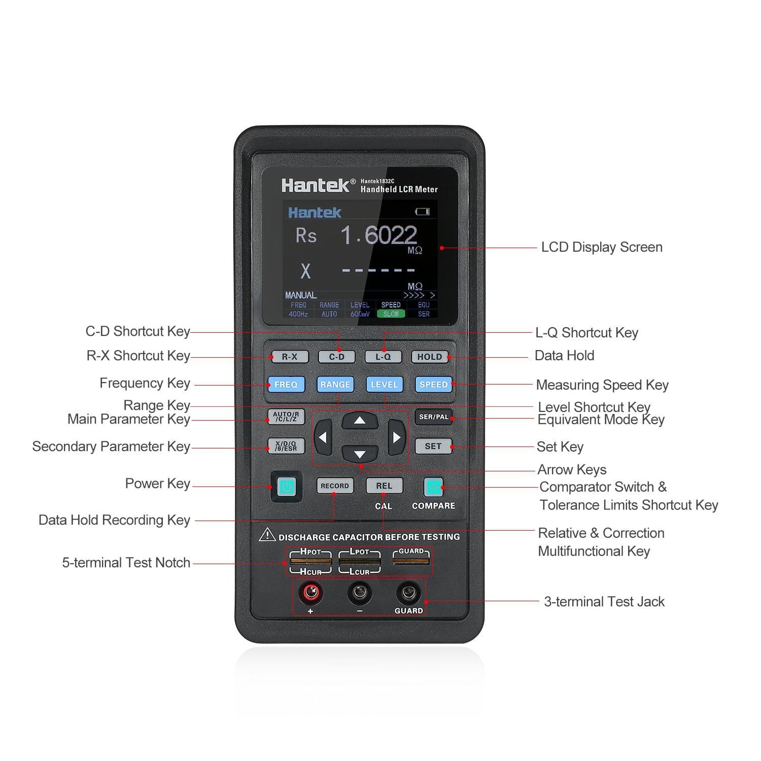 Hantek 1832C Handheld LCR Meter LCR High Precision Tester - EU Plug