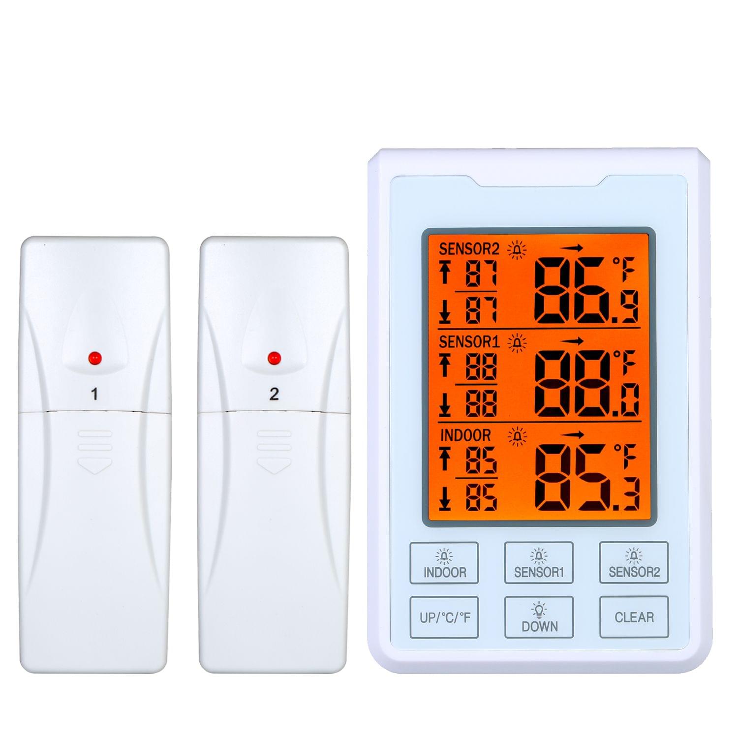 Wireless Indoor Outdoor Temperature Meter 3-channel LCD