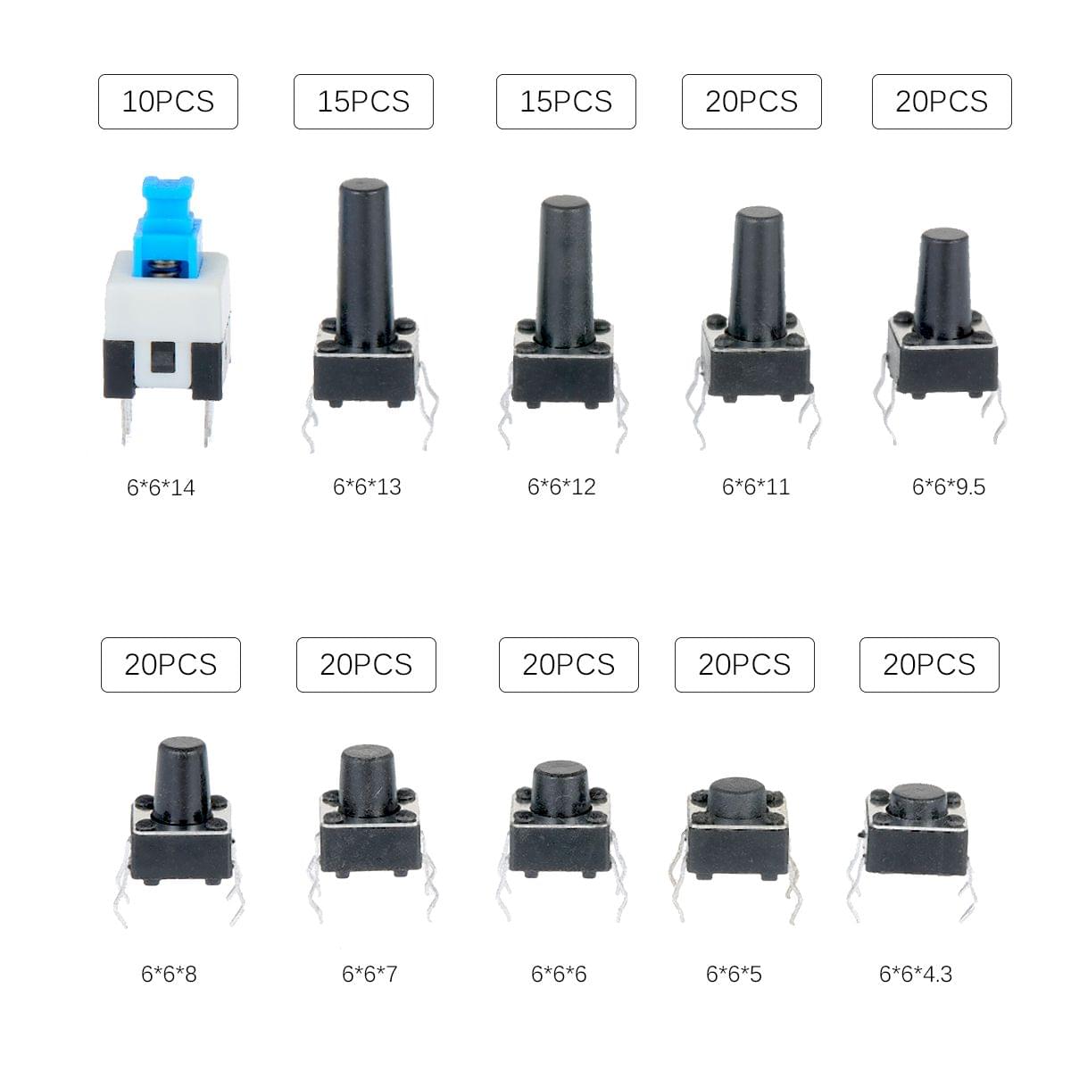 180PCS Tactile Push Button Switch Micro Momentary Tact