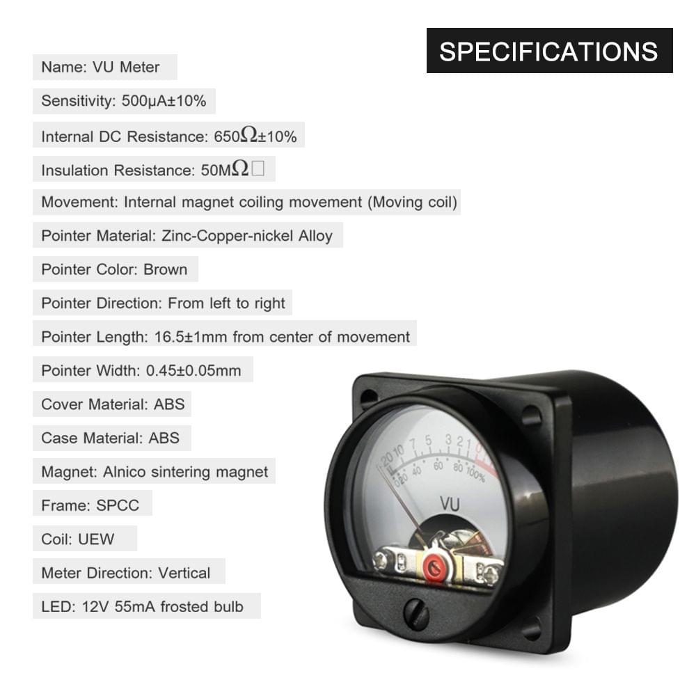 2*500?A Panel VU Meters Double Volume Unit Level Meter