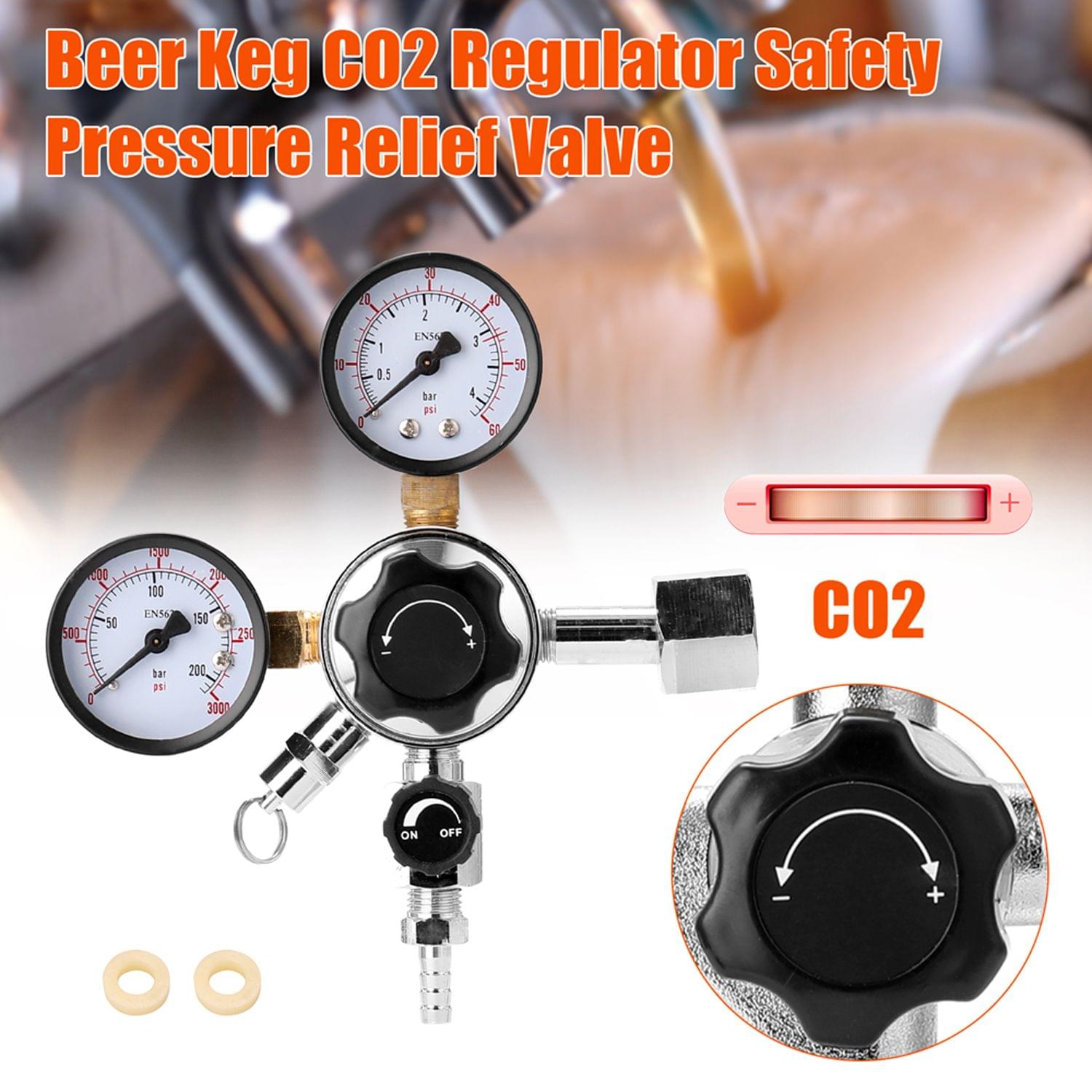 Beer Keg CO2 Regulator Safety Pressure Relief Valve 0-3000