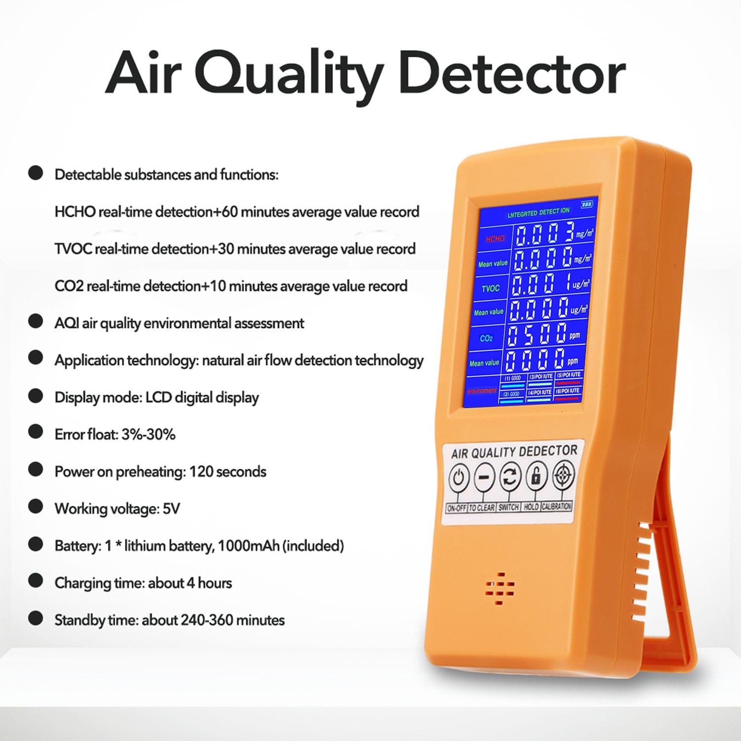 Multifunctional Digital Display High Accuracy HCHO TVOC CO2