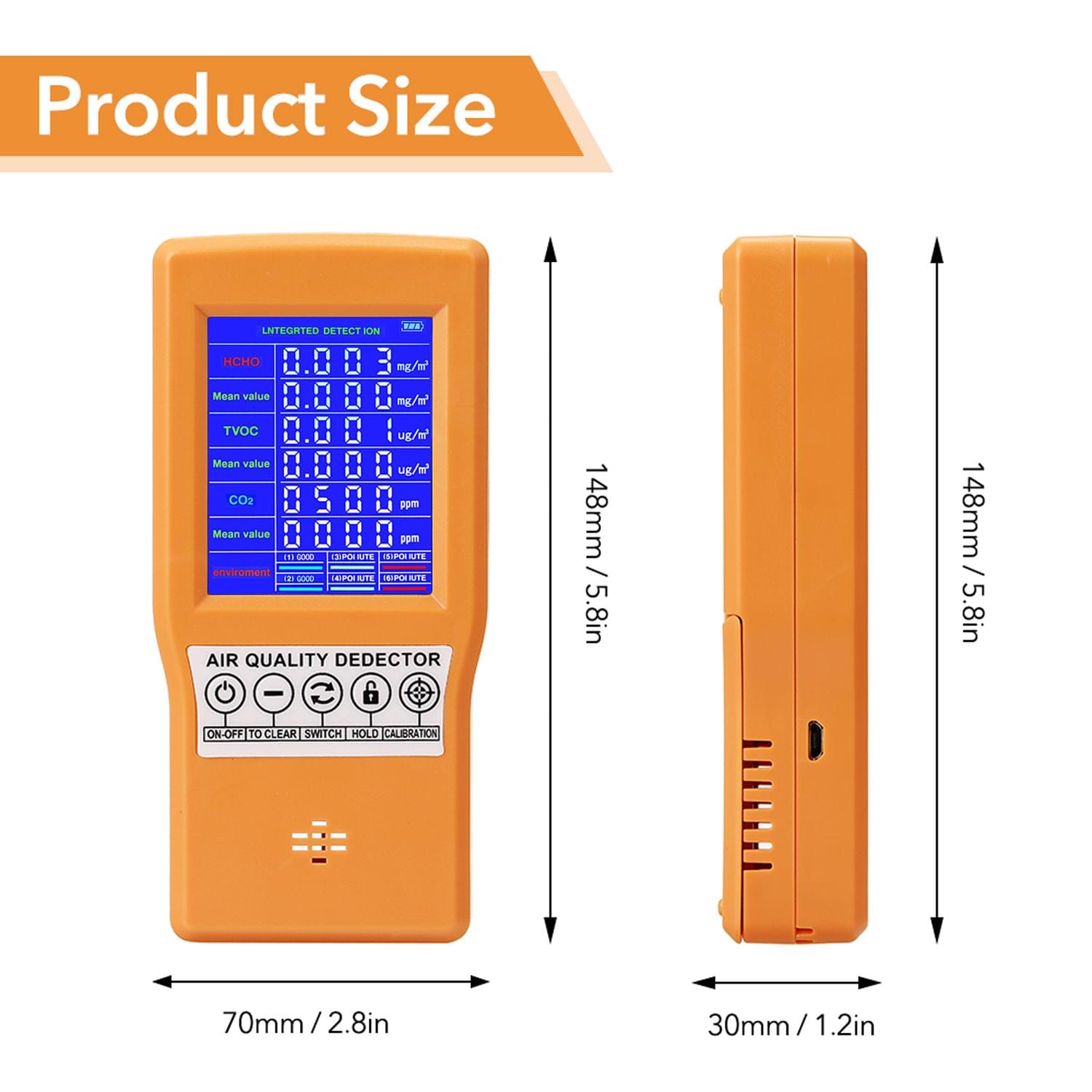 Multifunctional Digital Display High Accuracy HCHO TVOC CO2