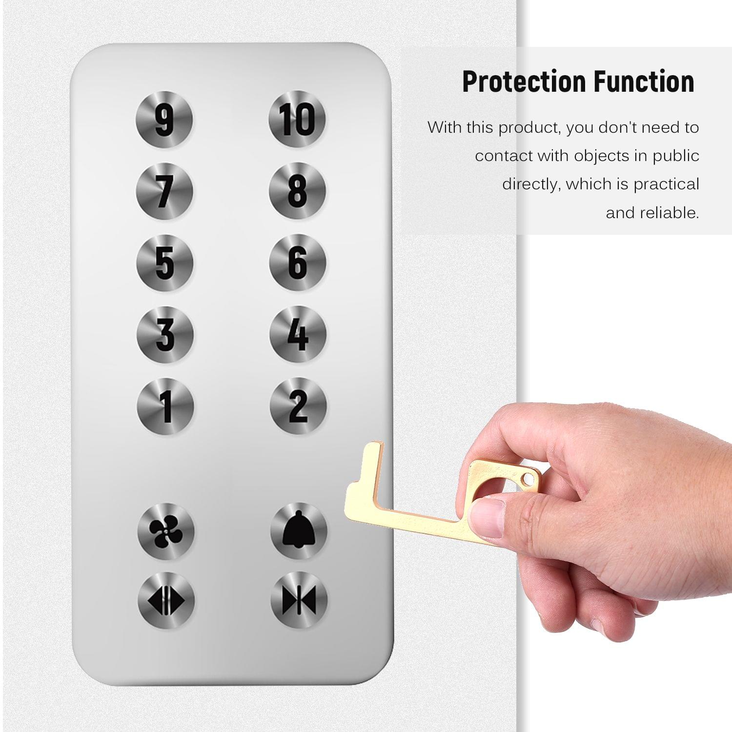 Non-contact Safety Door Opener Portable Square Press Key - Brass Square