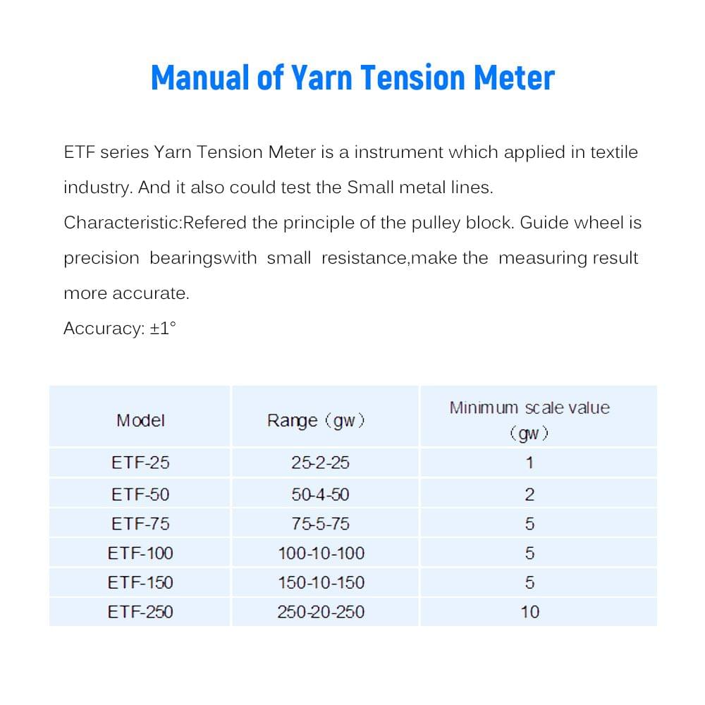 Textile Tension Meter Textile Tensiometer Double Needle - ETF-25