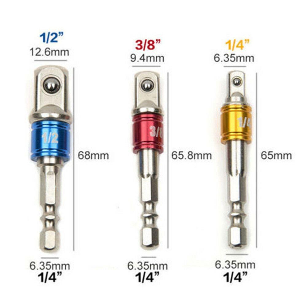 3Pcs/Set Hex Drill Bit Socket Adapter Drive Electric Impact - 3Pcs