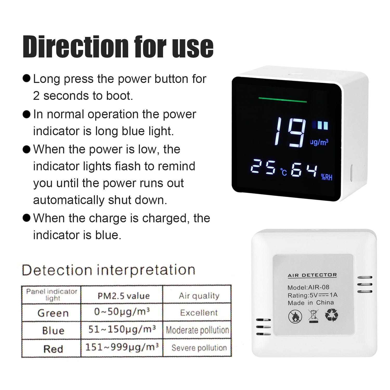 Household Air Quality Detector PM2.5 Tester with Electricity