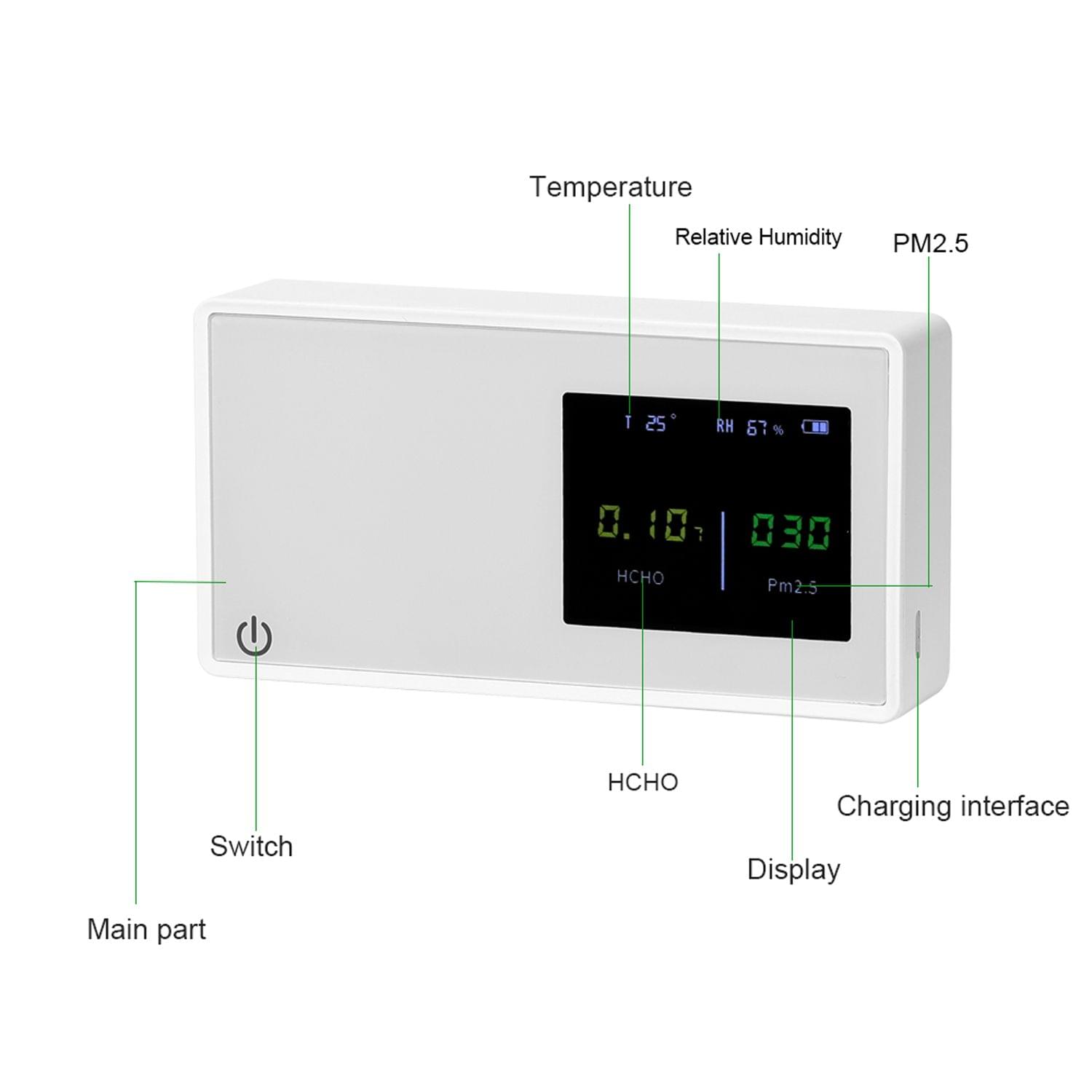 Household Air Quality Detector PM2.5 HCHO Tester with