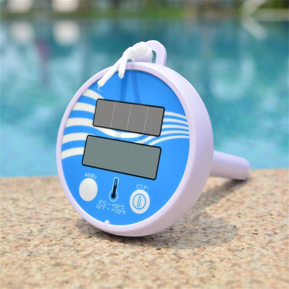 Solar Powered Digital Thermometer Wireless Pond Pool - White & Blue