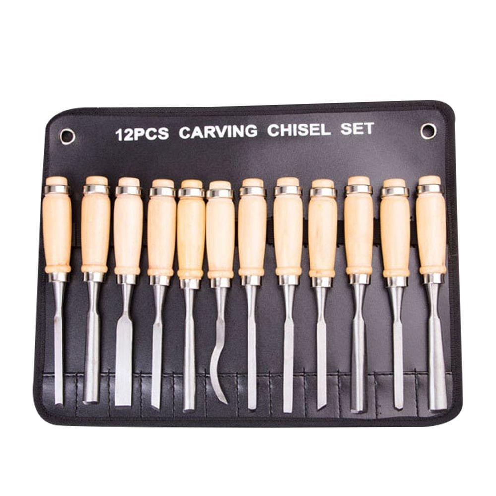 12pcs DIY Woodcut Chisels Wood Sculpture Tool Woodworking