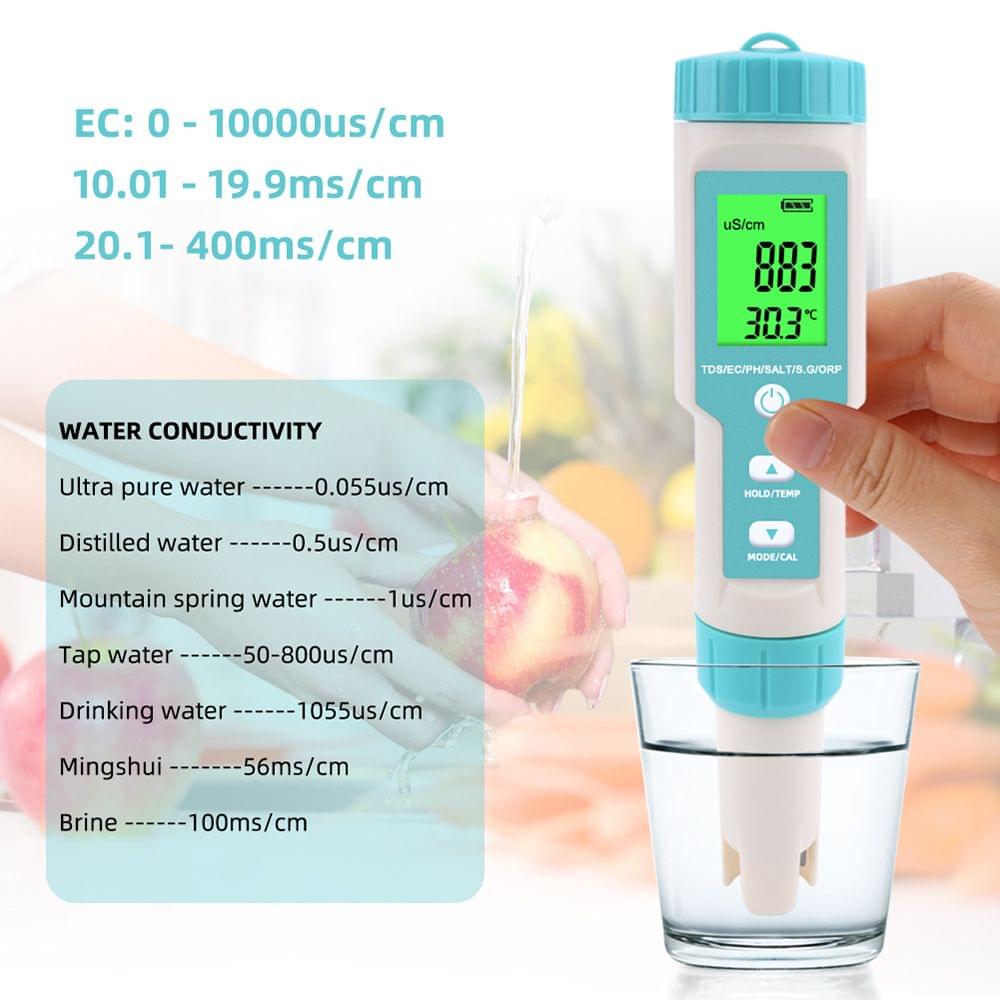 7 in 1 PH/TDS/EC/ORP/S.G/Salinity/Temperature - with backlight