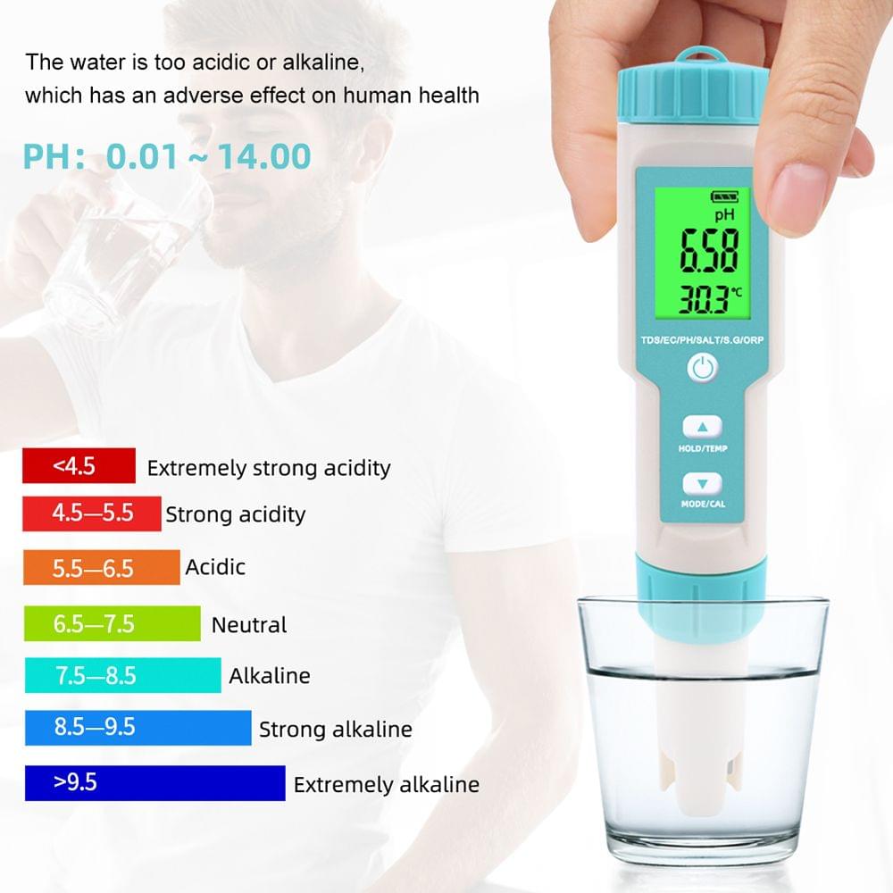 7 in 1 PH/TDS/EC/ORP/S.G/Salinity/Temperature - with backlight