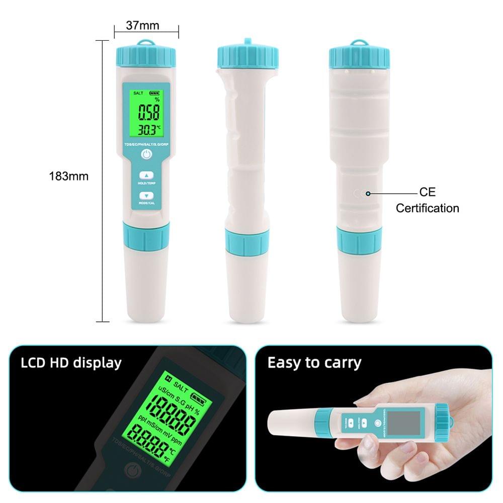 7 in 1 PH/TDS/EC/ORP/S.G/Salinity/Temperature - with backlight