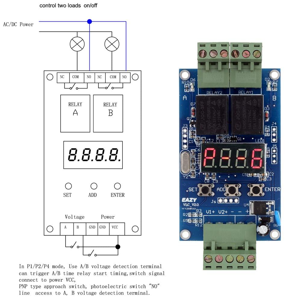 12V Dual Programmable Relay PLC Board Cycle Delay Timer